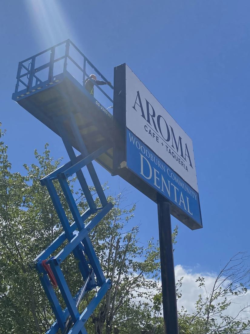 Building sign installation