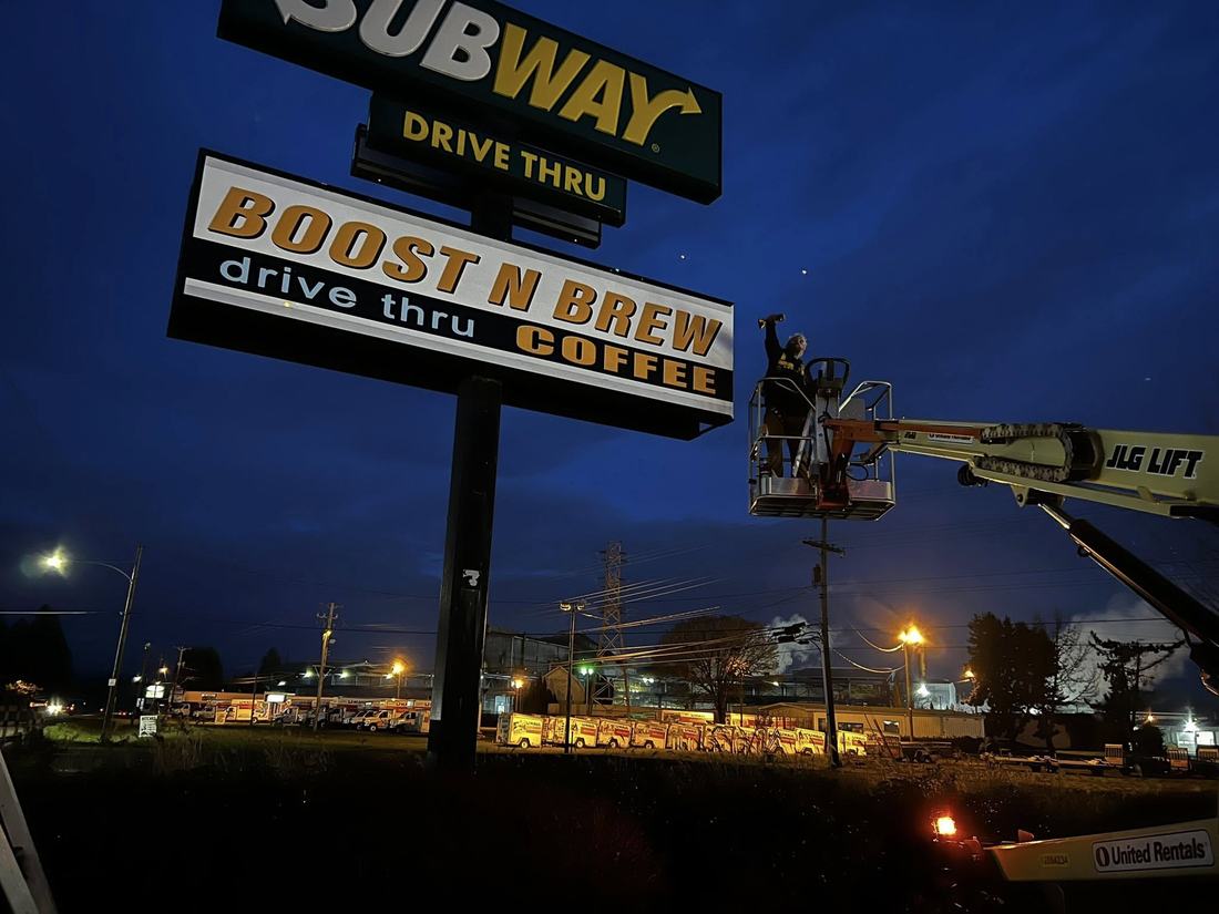 Lit drive-thru sign, installed & wired